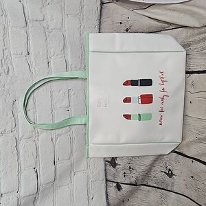 Clinique x Kate Spade Lipstick White/Green Tote Bag NWT